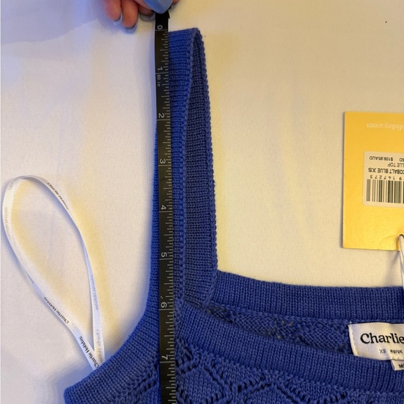 Anthro Charlie Holiday NWT XS Blue Knit Tank Top - Picture 7 of 10
